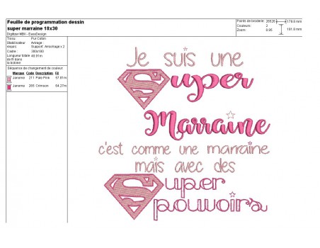 Motif de broderie super marraine