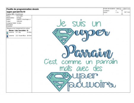 Motif de broderie super parrain