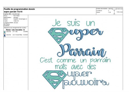 Motif de broderie super parrain