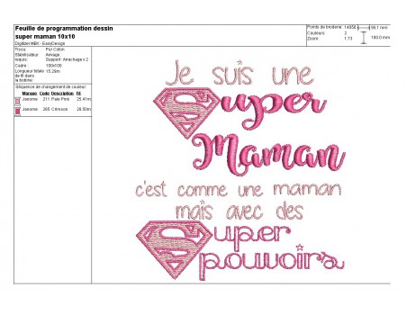 Motif de broderie super maman