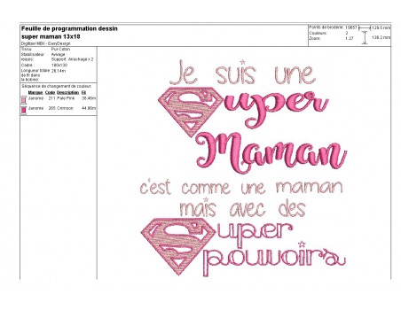 Embroidery design super godmother