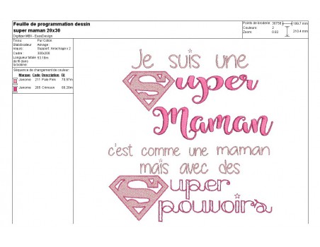 Embroidery design super godmother