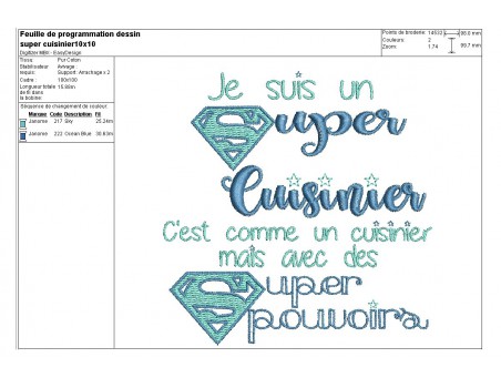 Motif de broderie super cuisinier