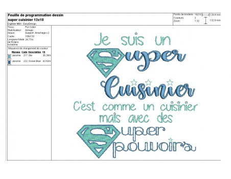 Motif de broderie super cuisinier