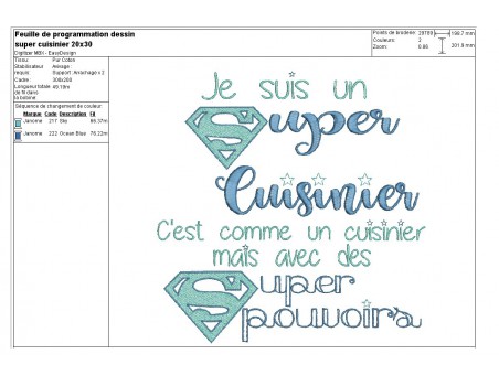 Motif de broderie super cuisinier