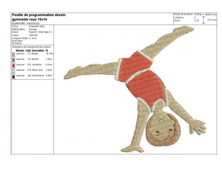 Instant download machine embroidery design Gymnast on parallel bar