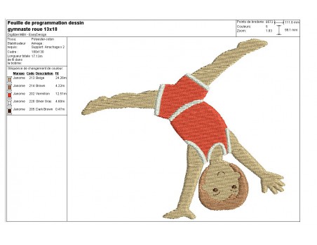 Instant download machine embroidery design Gymnast on parallel bar