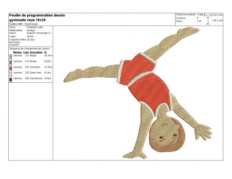 Instant download machine embroidery design Gymnast on parallel bar