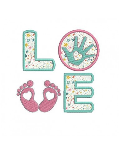 Motif de broderie machine  Love pied main