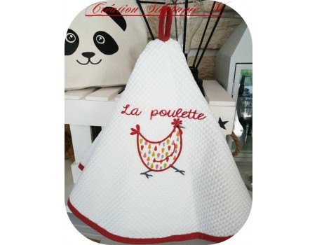 Motif de broderie machine appliqué poule à petits pois