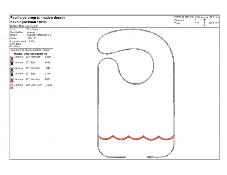 Motif de broderie machine Bavoir festonné  ITH