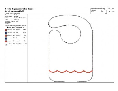 Motif de broderie machine Bavoir festonné  ITH