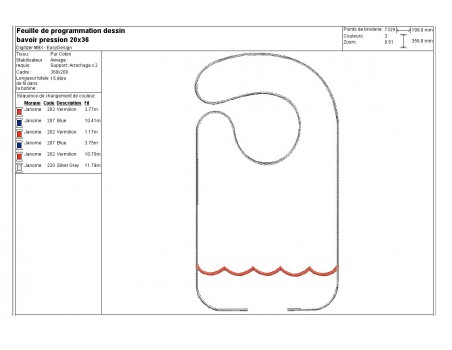 Motif de broderie machine Bavoir festonné  ITH