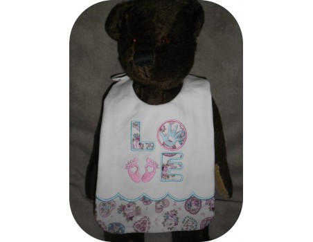 machine embroidery design  Bib butterfly bow ITH