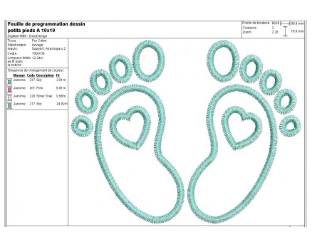 Motif de broderie machine  appliqué pieds