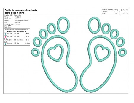 Motif de broderie machine  appliqué pieds