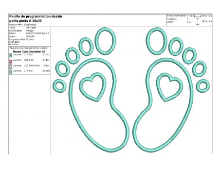 Motif de broderie machine  appliqué pieds