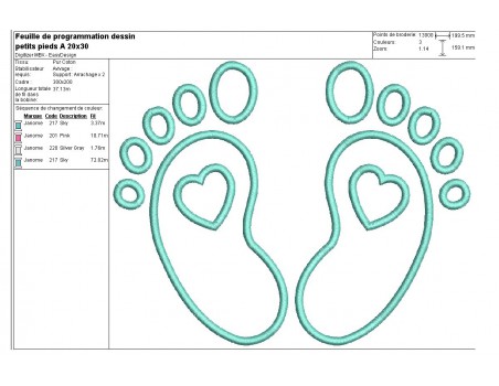 Motif de broderie machine  appliqué pieds