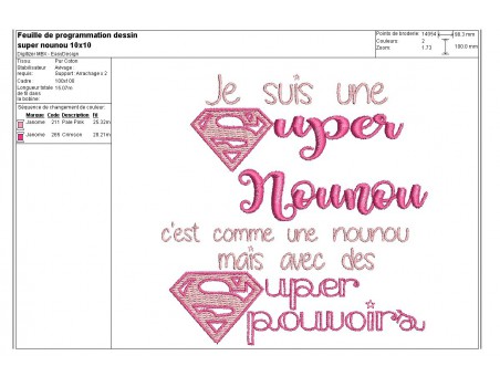 Motif de broderie super nounou