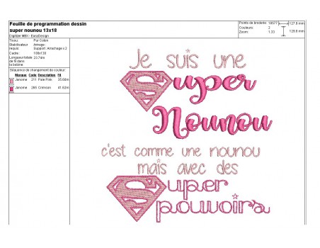 Motif de broderie super nounou