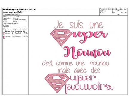 Motif de broderie super nounou