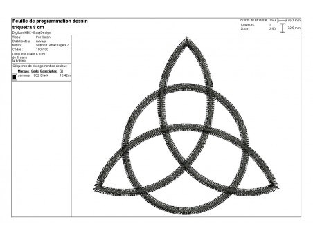 Motif de broderie machine triquetra