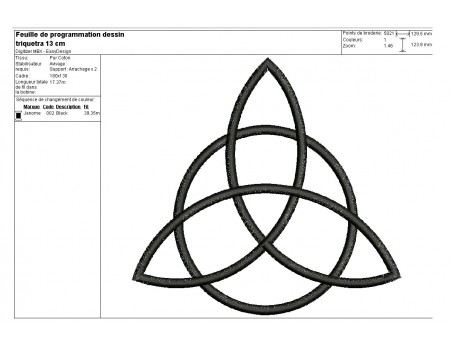 Motif de broderie machine triquetra