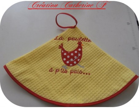 Motif de broderie machine appliqué poule à petits pois