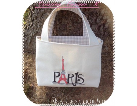 Motif de broderie machine Paris tour eiffel strass