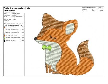 Instant download machine embroidery fox