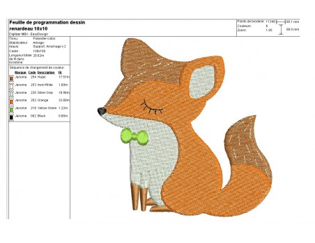 Instant download machine embroidery fox