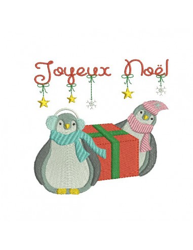 Motif de broderie machine pingouins de noël