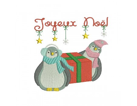 Motif de broderie machine pingouins de noël