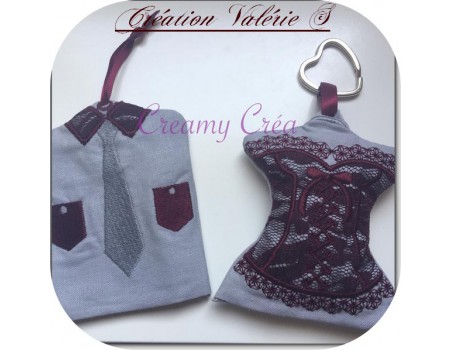 machine embroidery design  Bustier keychain ITH