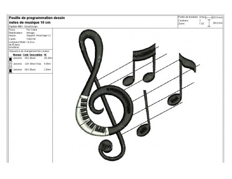 motif de broderie notes de musique