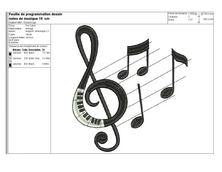 motif de broderie notes de musique