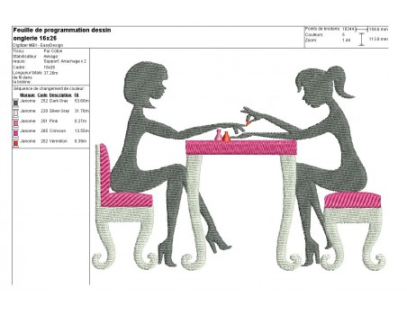 Motif de broderie machine onglerie