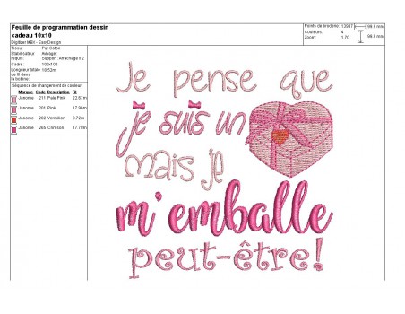 Motif de broderie machine cadeau