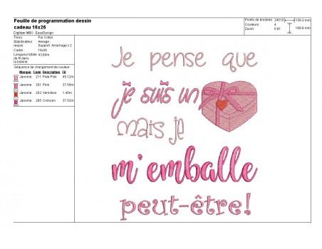 Motif de broderie machine cadeau