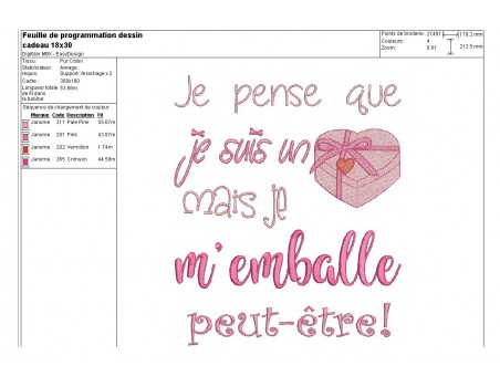 Motif de broderie machine cadeau