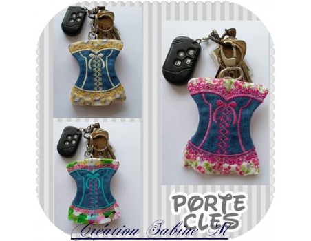 machine embroidery design  Bustier keychain ITH