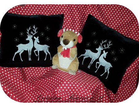 Motif de broderie machine cerf et biche