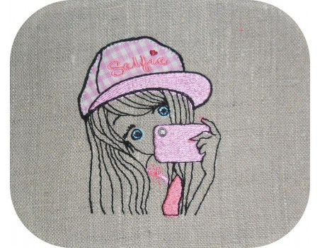 Instant download machine embroidery design girl wearing an ice cream