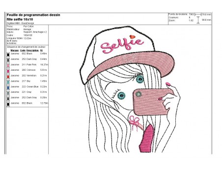 Instant download machine embroidery design girl wearing an ice cream