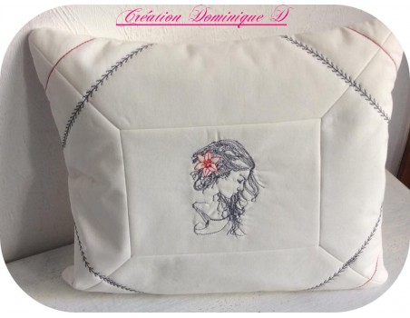 Motif de broderie machine profil visage femme