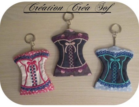 machine embroidery design  Bustier keychain ITH