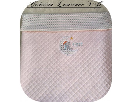 Motif de broderie machine appliqué souris sur la lune