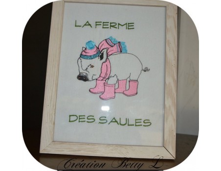 Motif de broderie machine cochon frileux