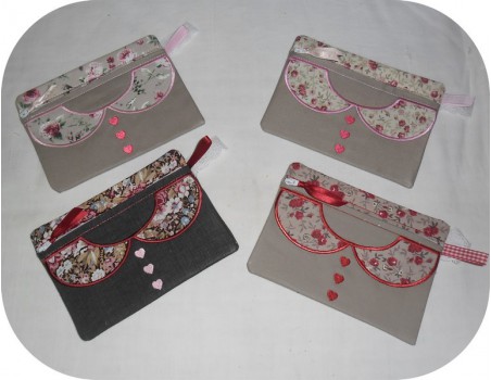 Motif de broderie machine ITH trousse col claudine