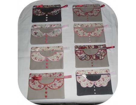 Motif de broderie machine ITH trousse col claudine